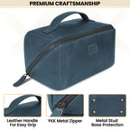 Leather Travel Cosmetic Bag for Women - Blue