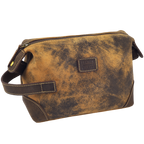 Leather Village Brown Leather Dopp Kit for Travel and Grooming Essentials Organization
