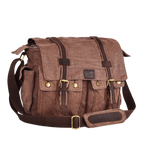 Canvas Messenger Shoulder Bag - Brown