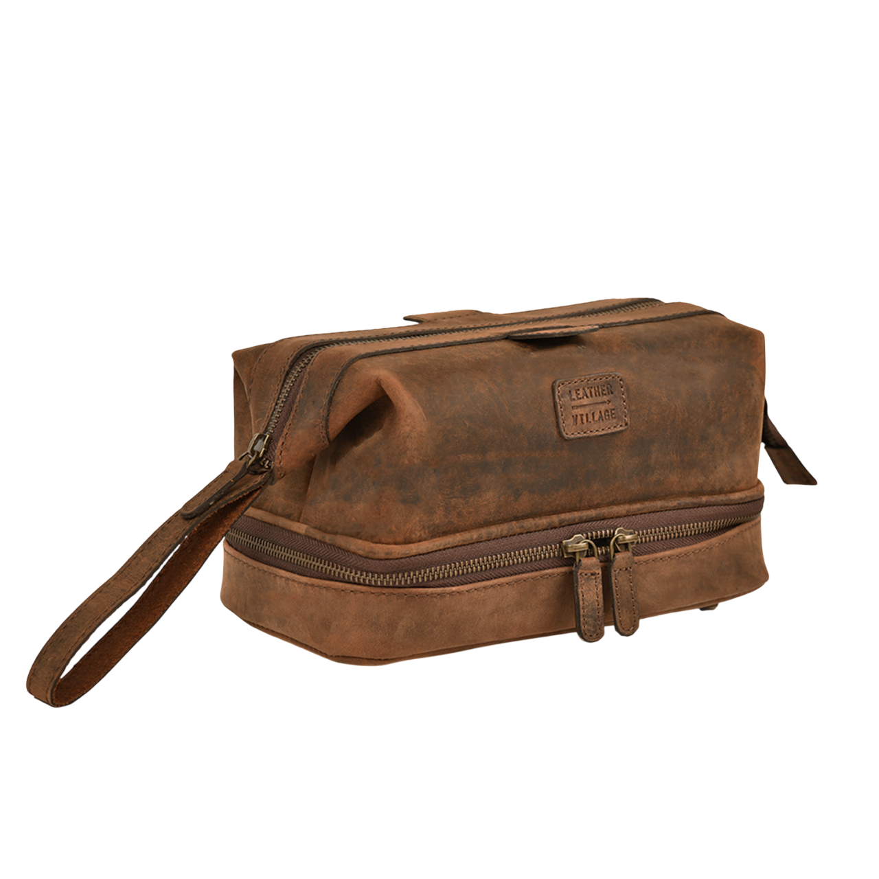 Brown Leather Dopp Kit – Travel Toiletry Bag