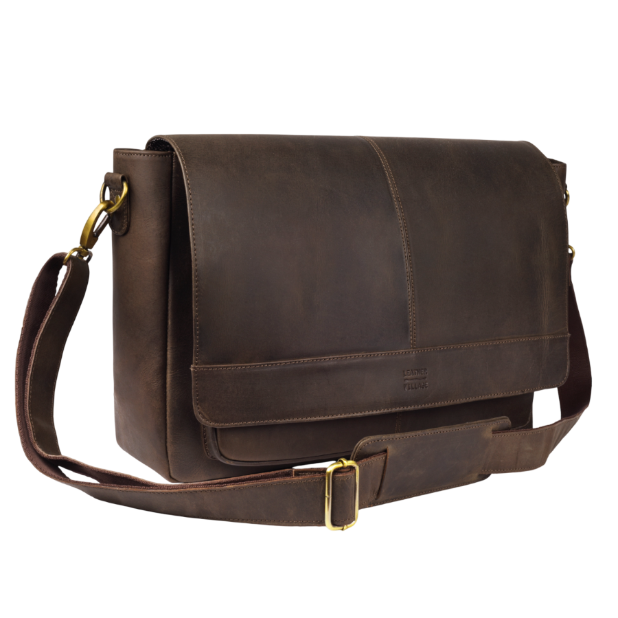 Handmade Vintage Leather Messenger Bag - Brown Leather Village