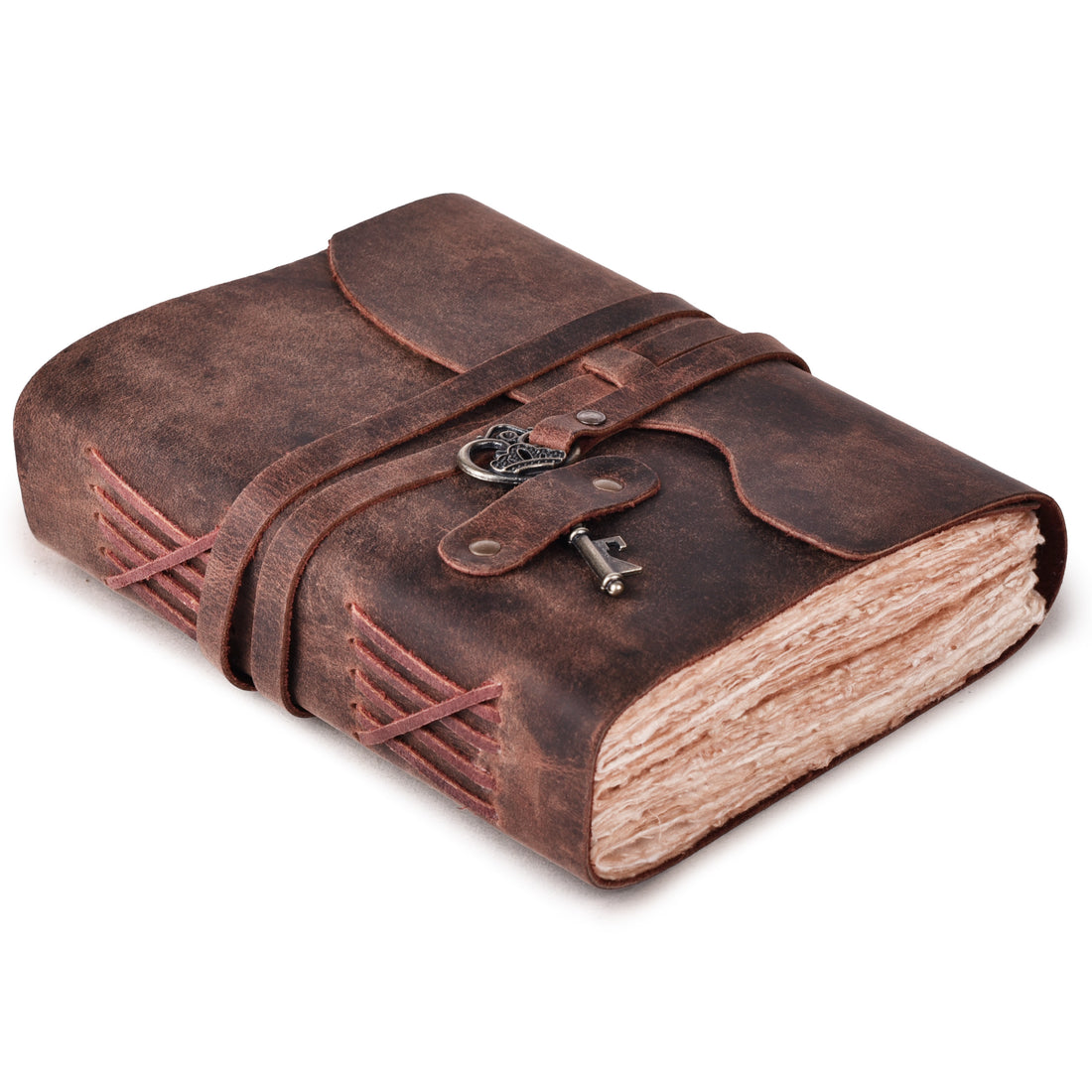 HANDCRAFTED VINTAGE LEATHER JOURNAL WITH ANTIQUE KEY - BOOK OF SHADOWS JOURNAL FOR MEN & WOMEN
