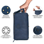 Leather Toiletry Bag for Travel - Blue