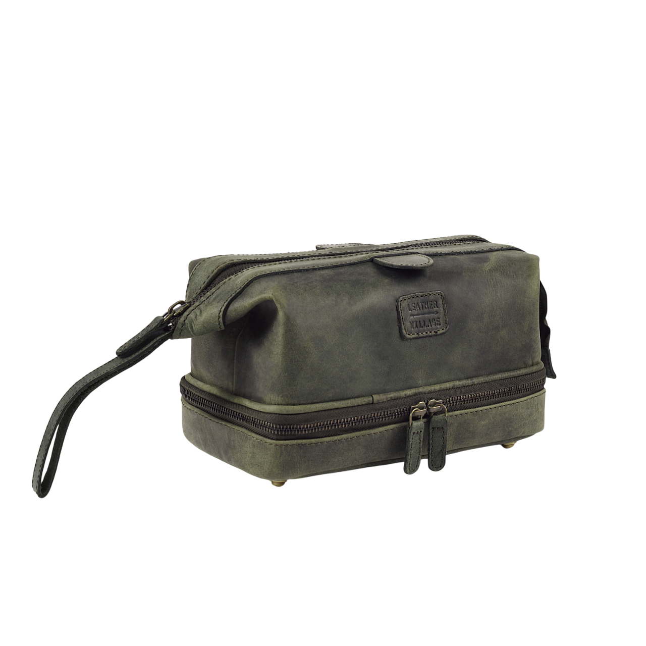 Olive Leather Dopp Kit – Travel Toiletry Bag Leather Village