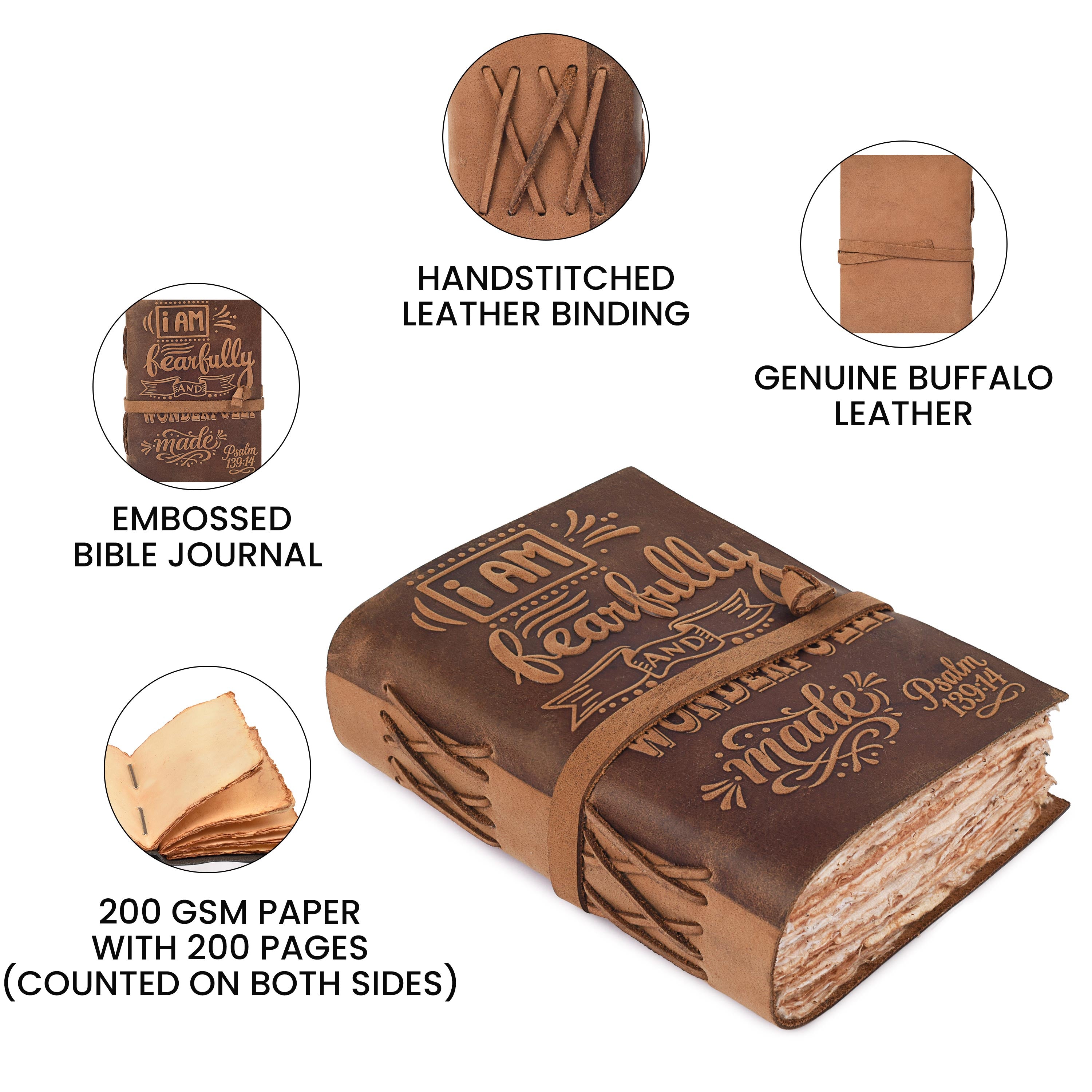 Leather Bound Handmade Christian Bible Journal - Crust