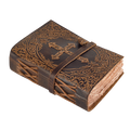 Vintage dark brown leather Holy Bible with embossed cross design