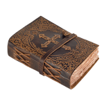 Handmade Christian Cross Embossed Bible Journal - Distressed Brown