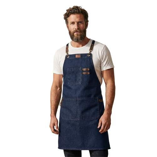 Leather Village canvas cross back work apron for men durable