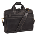 Leather Laptop Messenger Briefcase Bag - Black