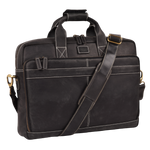 Leather Laptop Messenger Briefcase Bag - Black