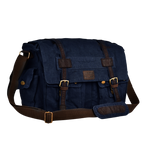 Canvas Messenger Shoulder Bag - Blue