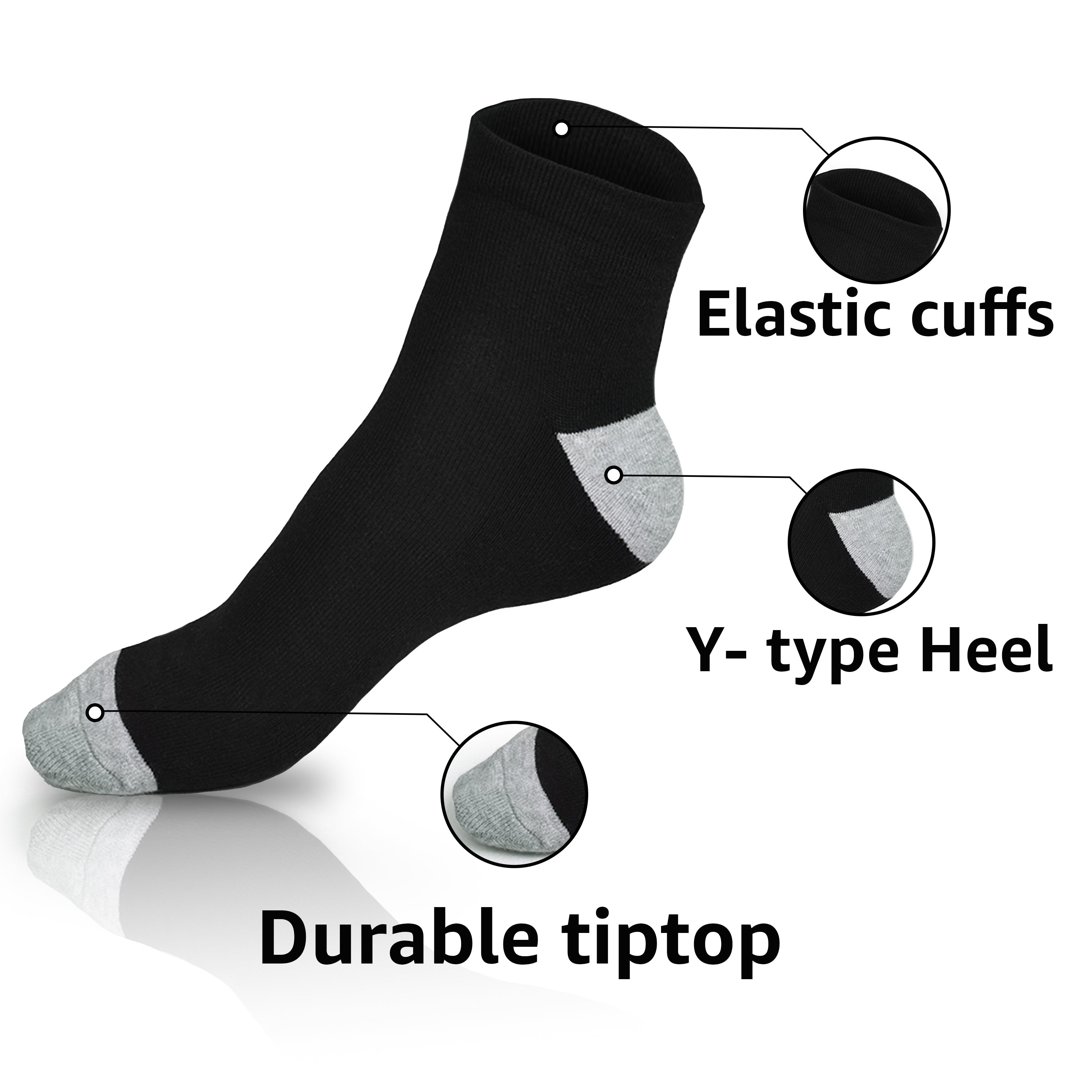 Ankle Length Anti-Slip Casual Socks for Men & Women- Stylish Comfort Fit Moisture Control- Perfect for Everyday Wear Pack of 6