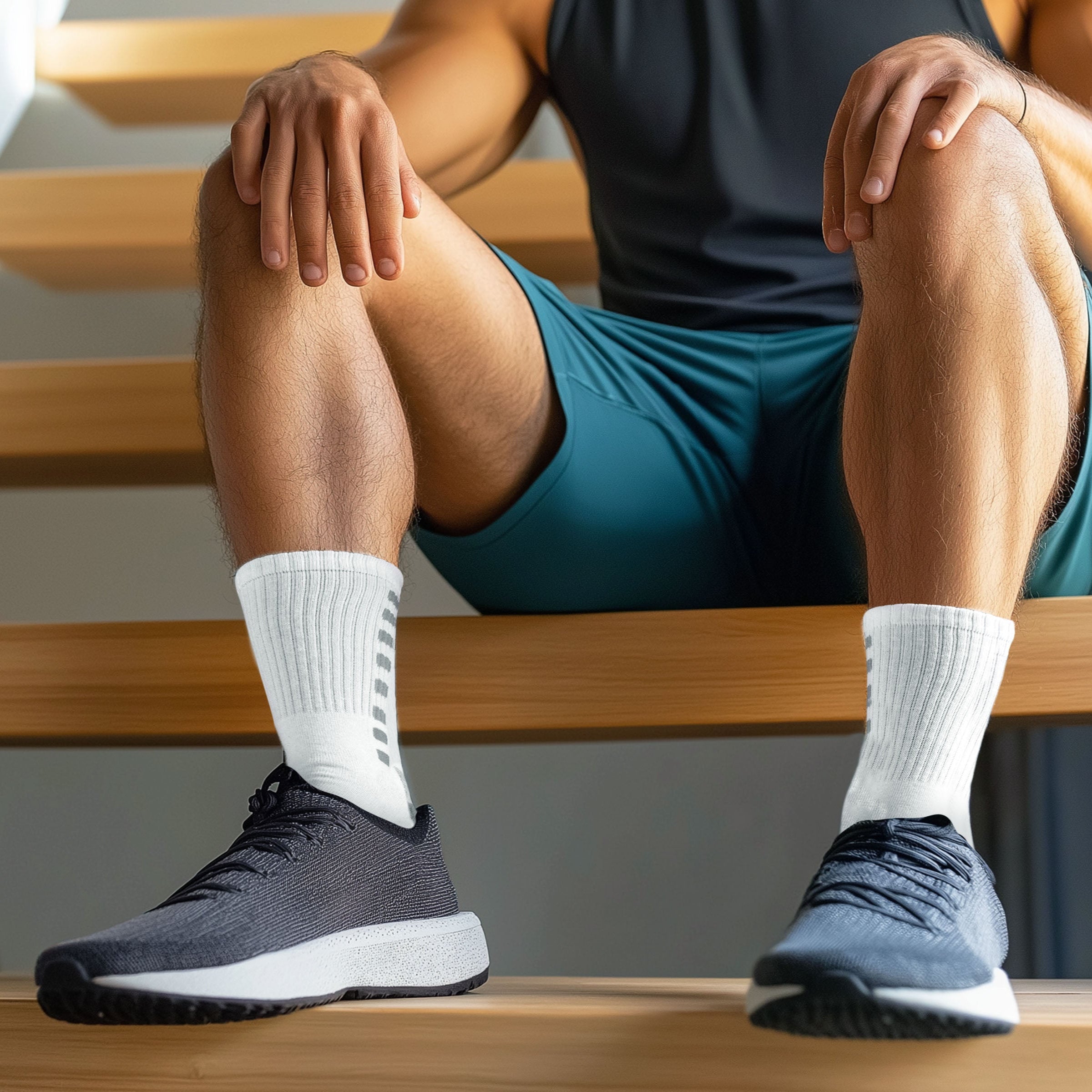 Athletic Socks - Anti-Slip Cushioned Crew, Breathable Comfort Running & Sport Socks for Men & Women, Large Pack of 6