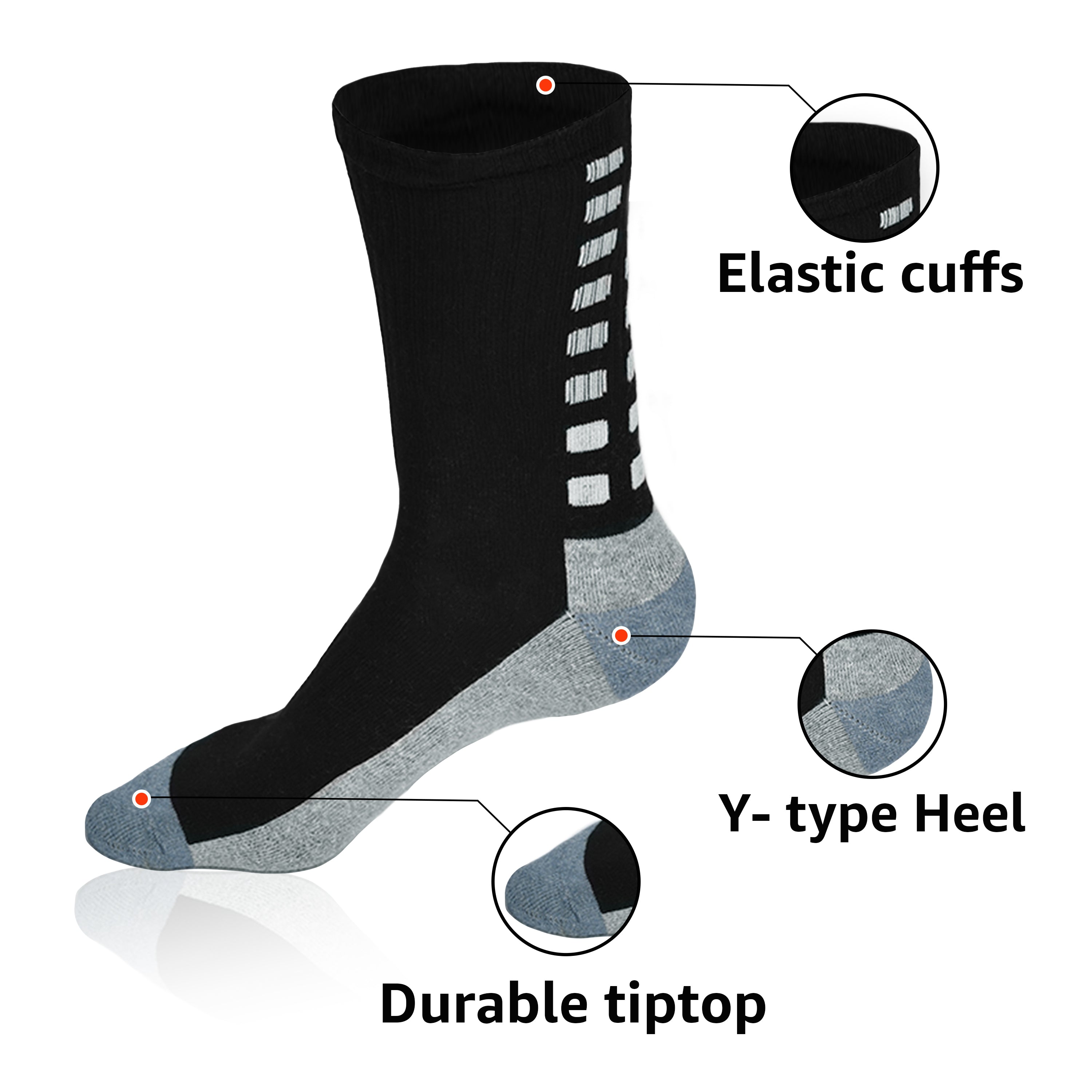 Athletic Socks - Pair of 6 - Black