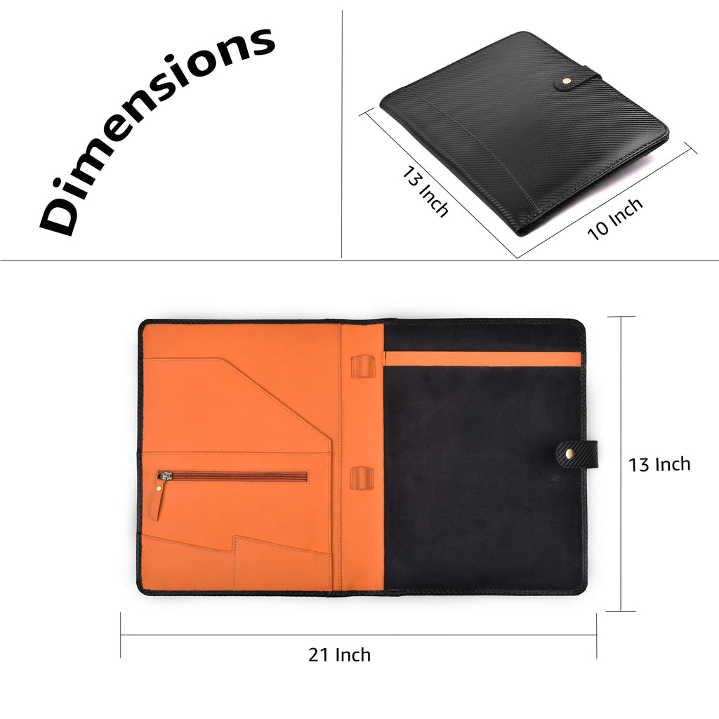 Leather Village carbon black sleek business organizer folder