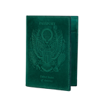 Leather Passport Holder Cover - Turquoise