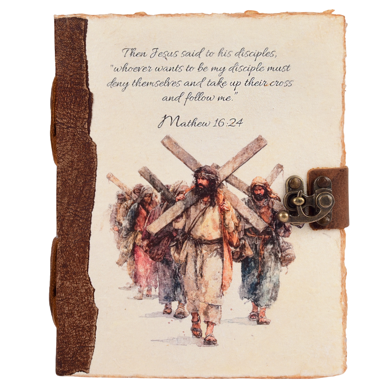 Mathew 16:24 Leather Journal