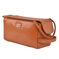 Tan Carbon Fiber  Leather Toiletry Bag For Travel