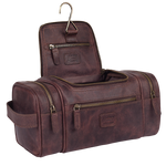 Leather Travel Toiletry Bag - Cherry