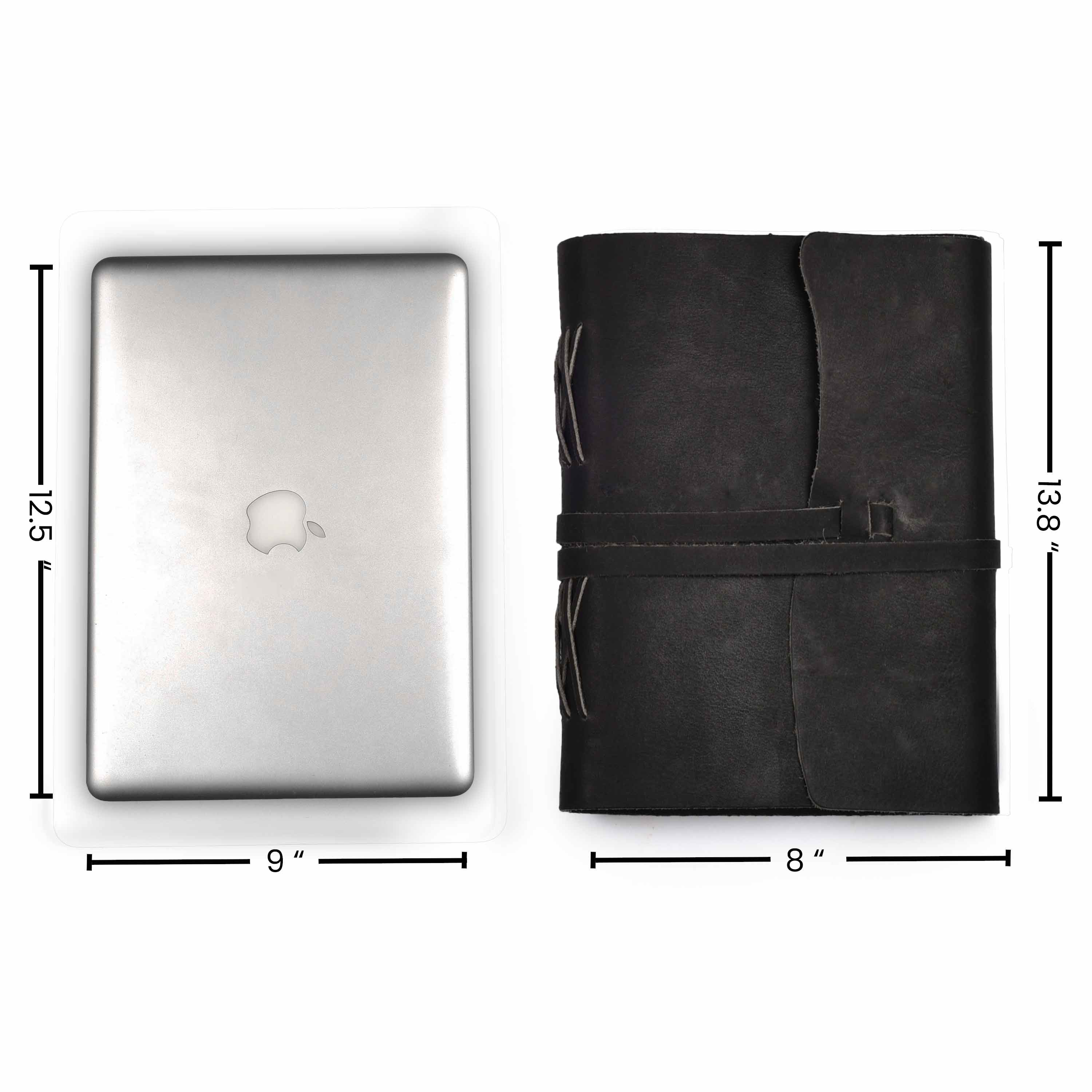 Leather Journal Writing Notebook - Lined Paper 300 Kraft Pages, Rustic Brown - Handmade Genuine Leather Bound Daily Notepad for Men &amp; Women</p>