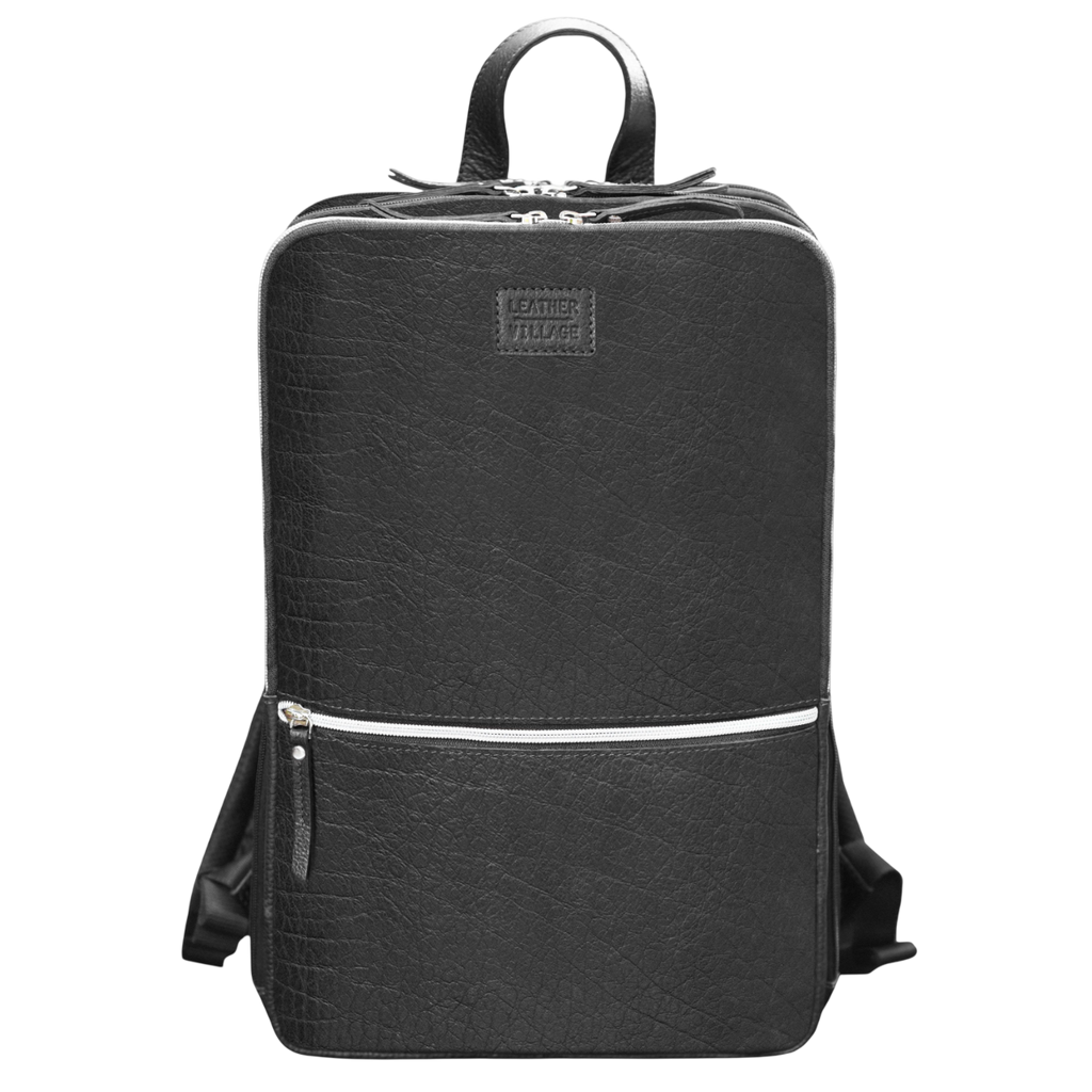 Black Leather Laptop Backpack for Work & Travel Leather Village