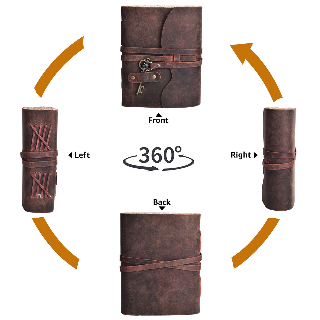 HANDCRAFTED VINTAGE LEATHER JOURNAL WITH ANTIQUE KEY - BOOK OF SHADOWS JOURNAL FOR MEN & WOMEN