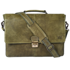 Leather Messenger Bag for Men & Women - Olive