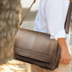 Handmade Vintage Leather Messenger Bag - Brown Leather Village