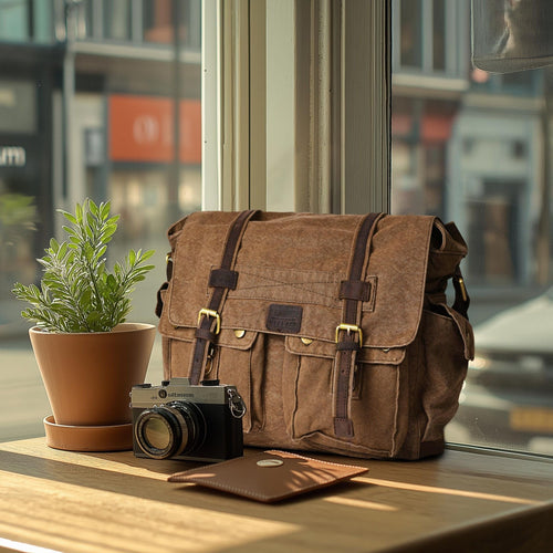 Leather Village durable canvas shoulder messenger bag for men