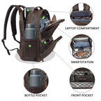 Vintage Leather Laptop Backpack Distressed Brown Travel Bag