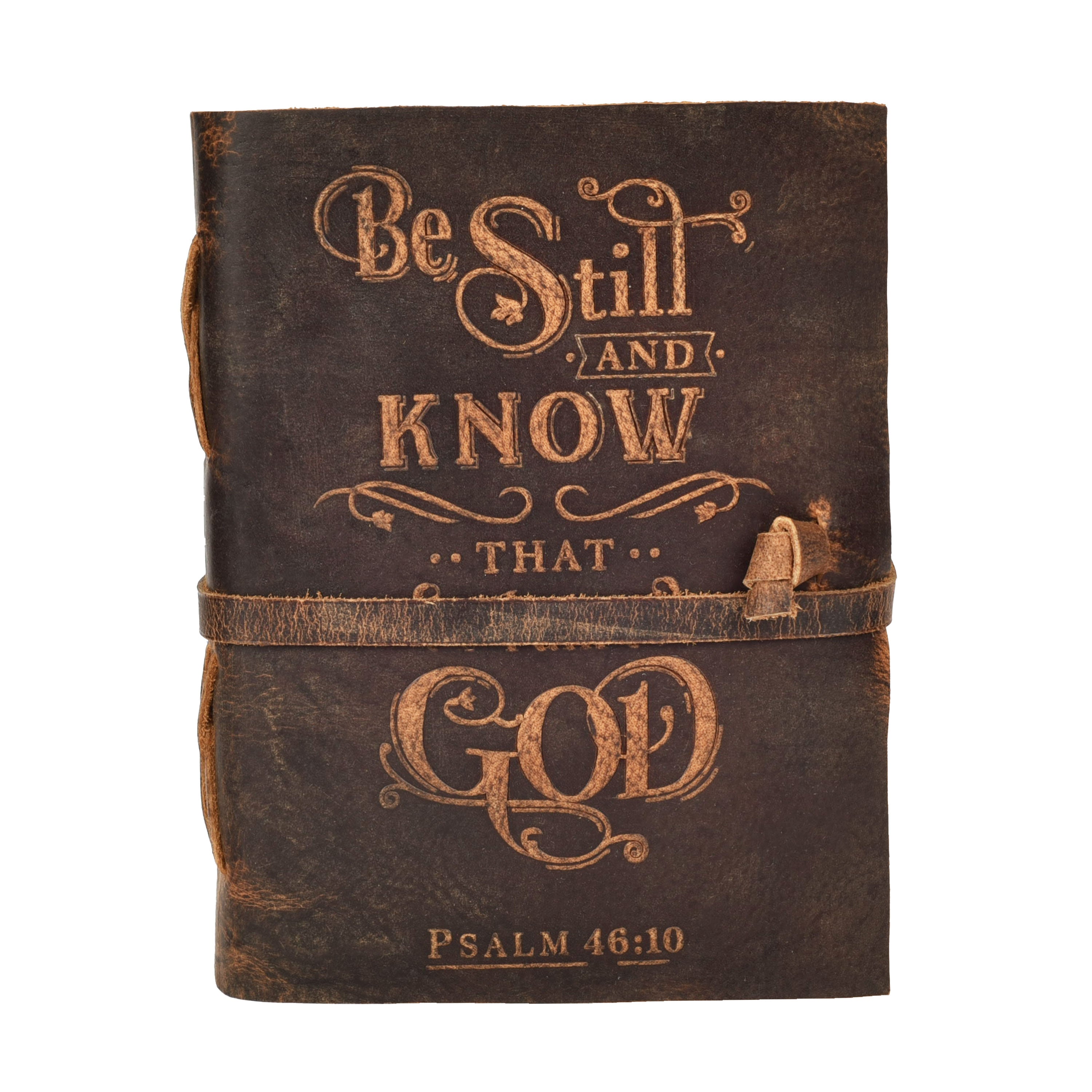 Prayer Journal Psalm 46:10 Embossed Journal Leather Bound Bible Study Journal - 200 Pages Handmade Cotton Deckle Edge Paper for Drawing, Writing & Sketching