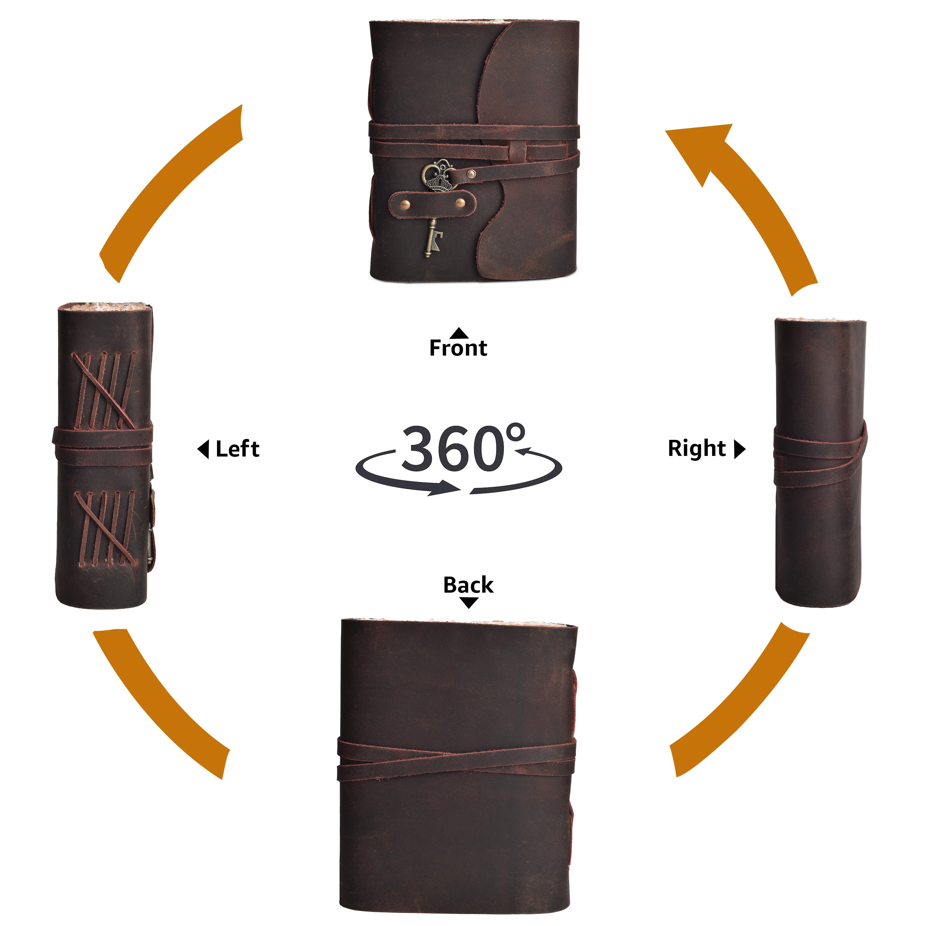 HANDCRAFTED VINTAGE LEATHER JOURNAL WITH ANTIQUE KEY - BOOK OF SHADOWS JOURNAL FOR MEN & WOMEN