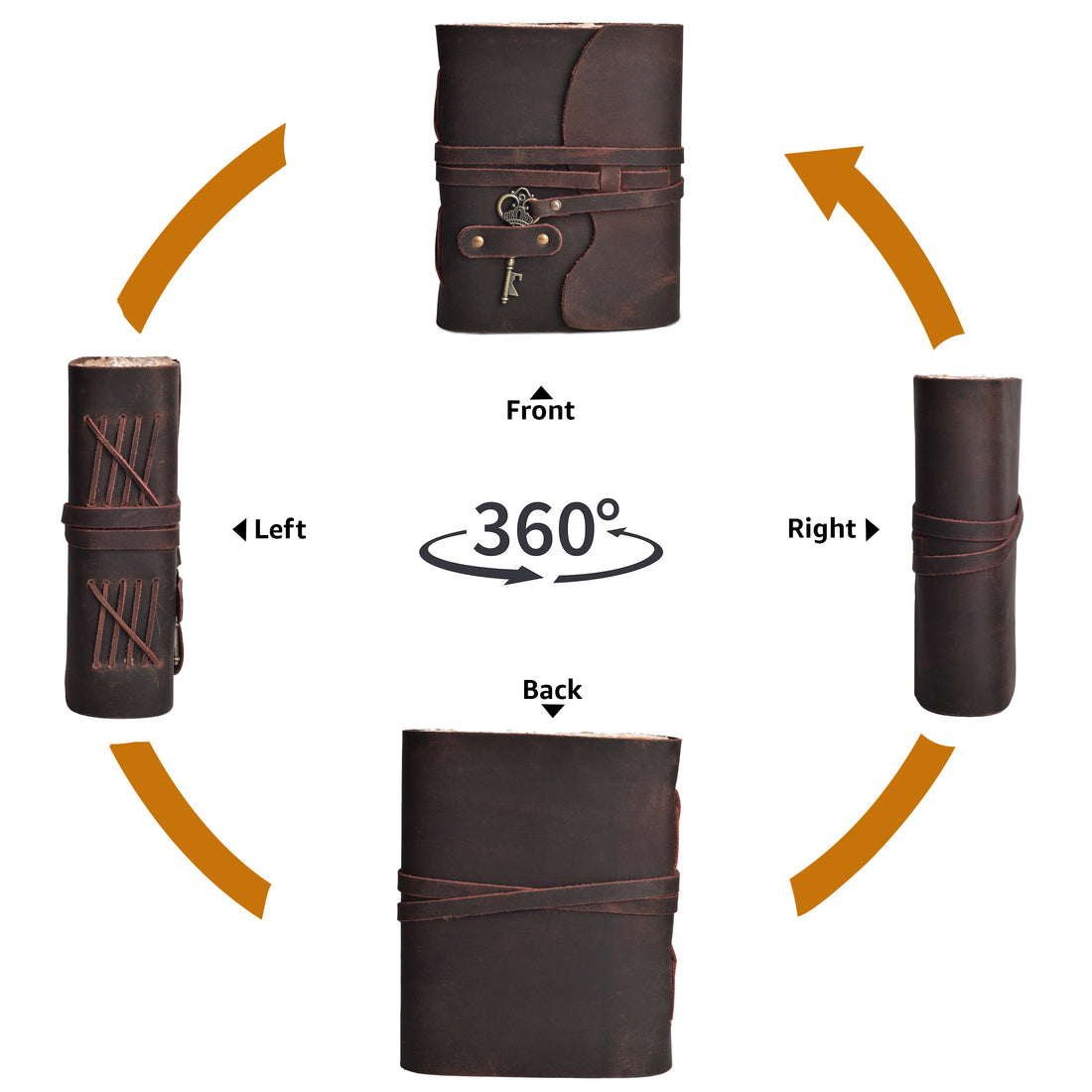 HANDCRAFTED VINTAGE LEATHER JOURNAL WITH ANTIQUE KEY - BOOK OF SHADOWS JOURNAL FOR MEN & WOMEN