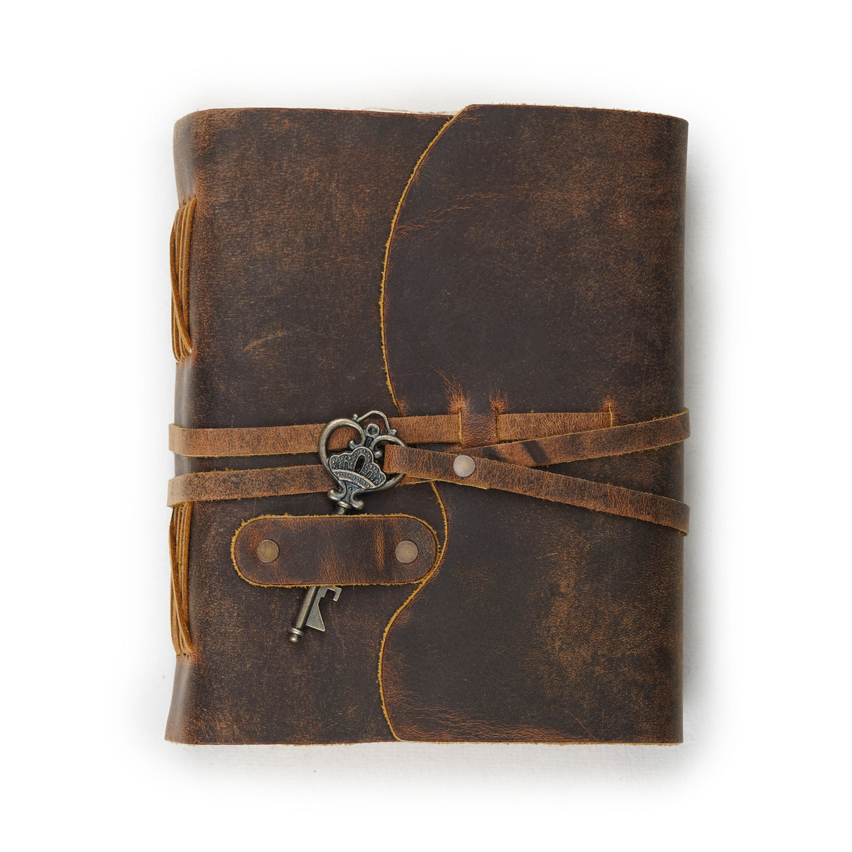 HANDCRAFTED VINTAGE LEATHER JOURNAL WITH ANTIQUE KEY - BOOK OF SHADOWS JOURNAL FOR MEN & WOMEN