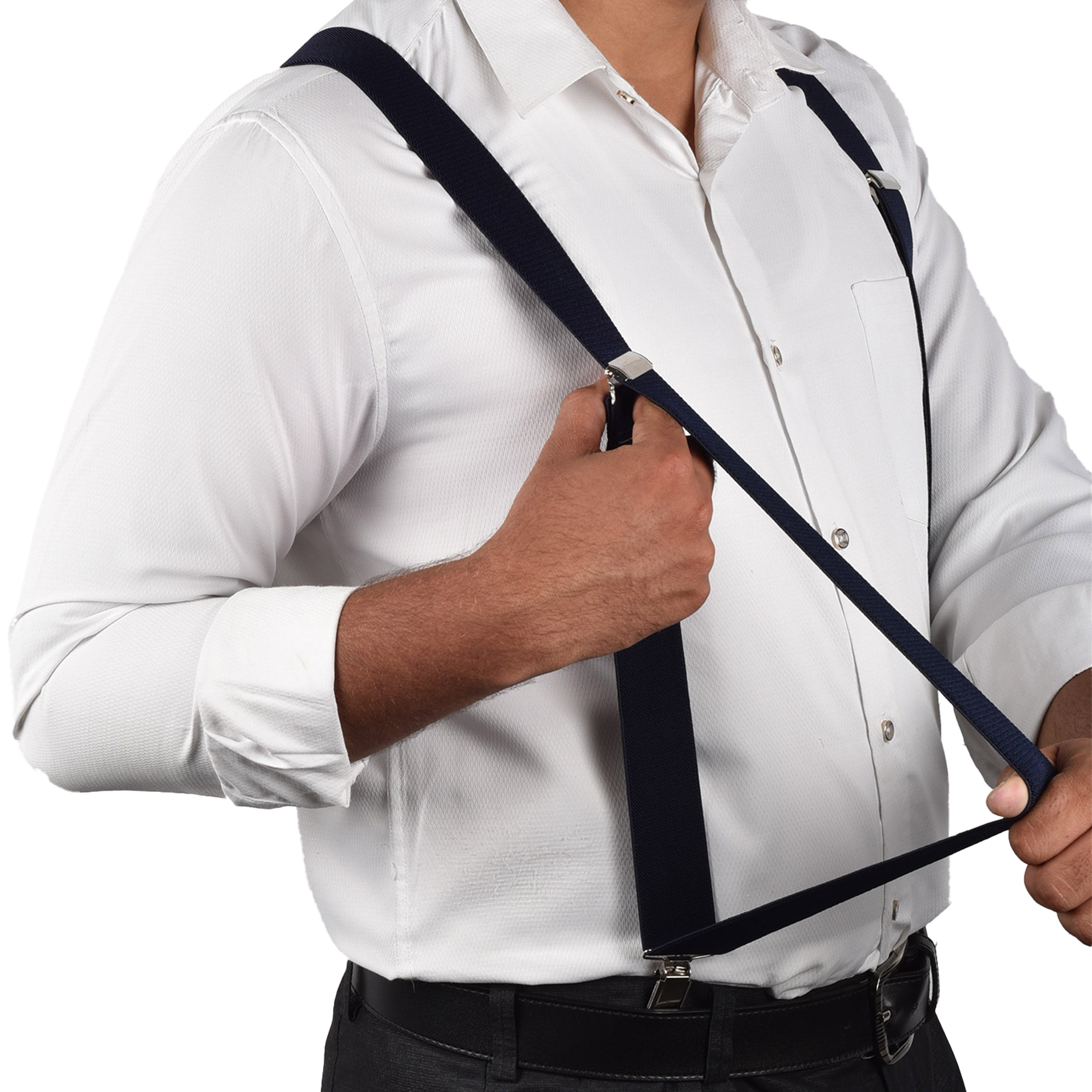 Adjustable Suspenders for Men & Women X-Back Elastic Braces with Strong Clips, Classic Style for Any Occasion