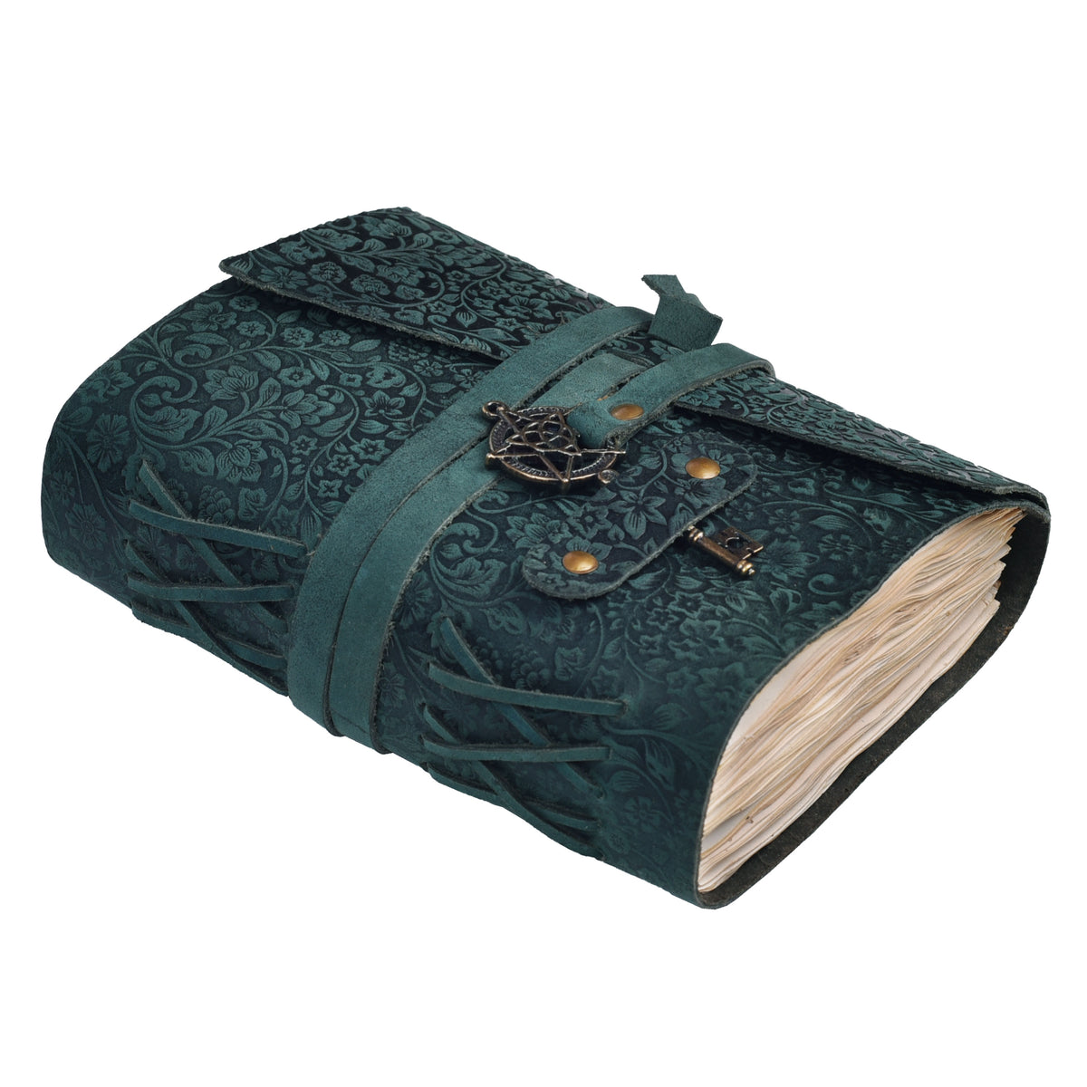 Leather Bound Journal Floral Embossed Notebook - 260 Page- 7"X5"- Vintage Paper Writing Journal Sketchbook
