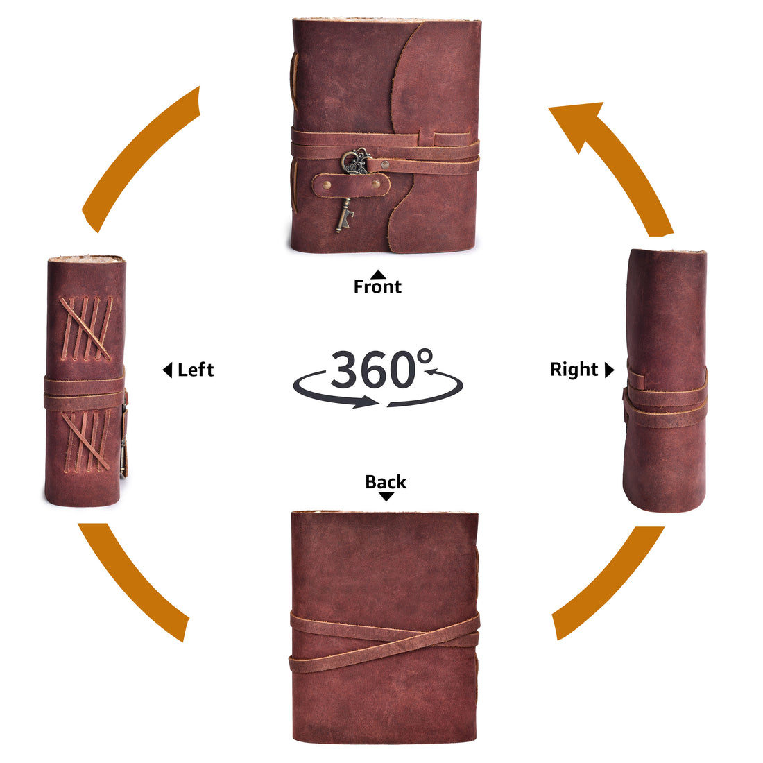 HANDCRAFTED VINTAGE LEATHER JOURNAL WITH ANTIQUE KEY - BOOK OF SHADOWS JOURNAL FOR MEN & WOMEN