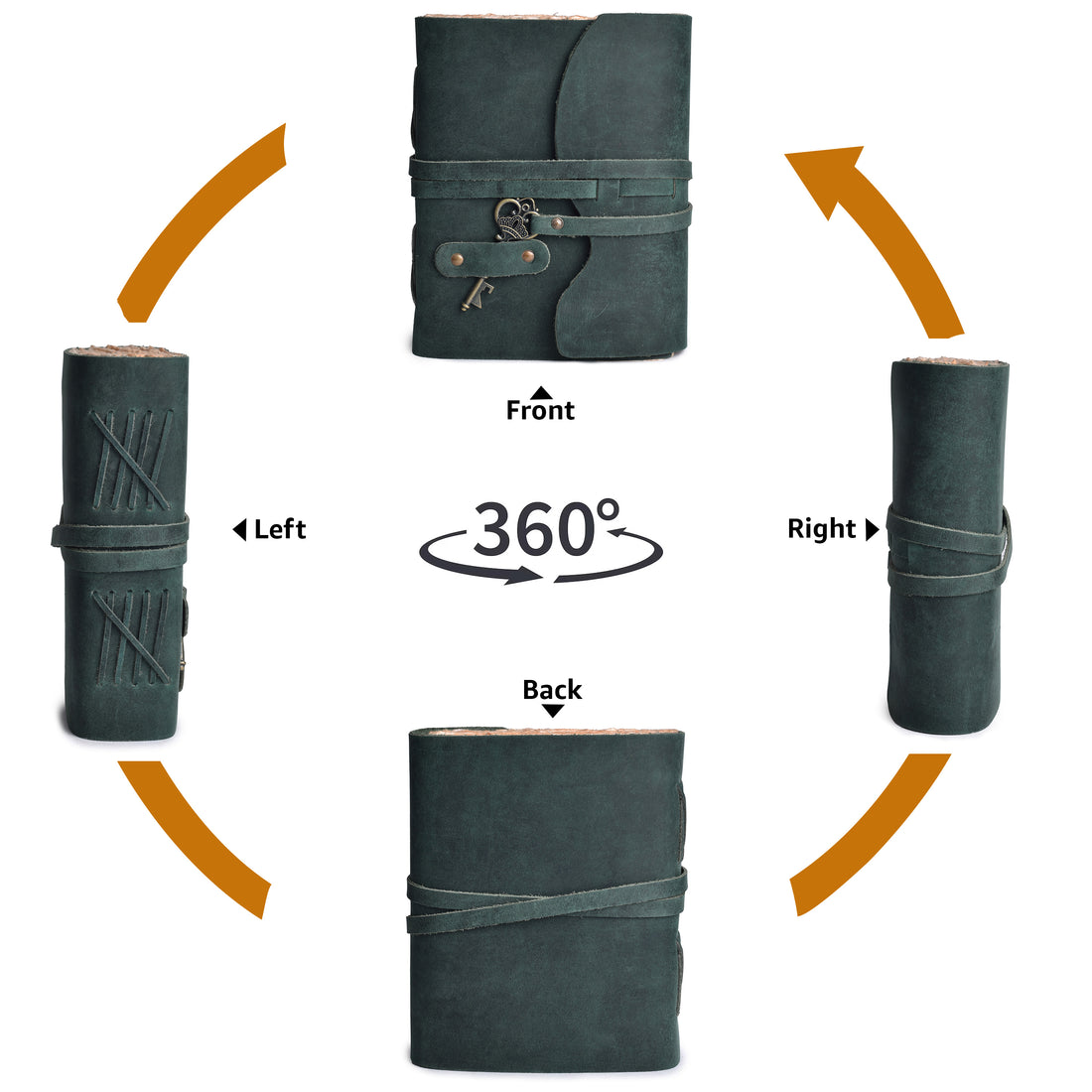 HANDCRAFTED VINTAGE LEATHER JOURNAL WITH ANTIQUE KEY - BOOK OF SHADOWS JOURNAL FOR MEN & WOMEN