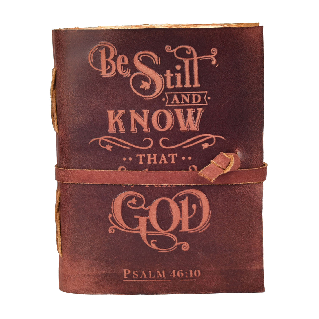 Prayer Journal Psalm 46:10 Embossed Journal Leather Bound Bible Study Journal - 200 Pages Handmade Cotton Deckle Edge Paper for Drawing, Writing & Sketching