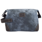 Leather Village Vintage Blue Leather Toiletry Bag with Secure Zipper Closure