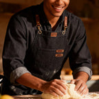 Canvas Cross-Back Work Apron for Men - Black