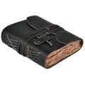 Leather Bound Journal With Antique Key- Black Leather Village