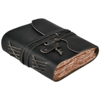 Leather Bound Journal With Antique Key- Black Leather Village