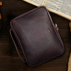 Handcrafted dark brown leather Bible carrying case with handle