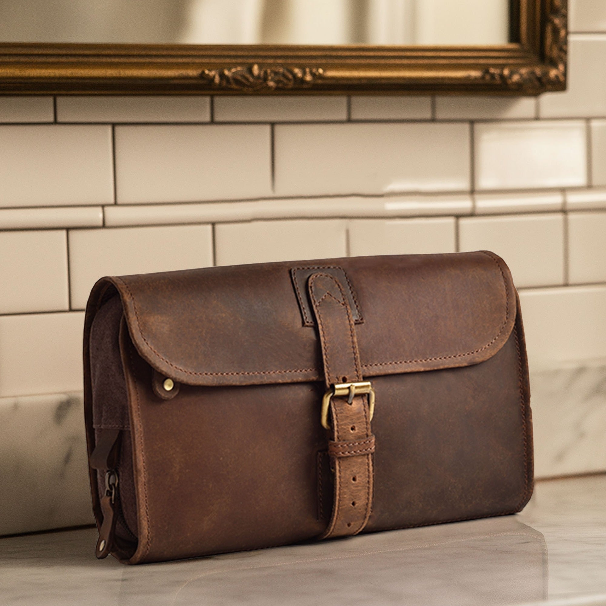 leather hanging men's toiletry bag travel dopp kit Hanging Toiletry Bag for Travel