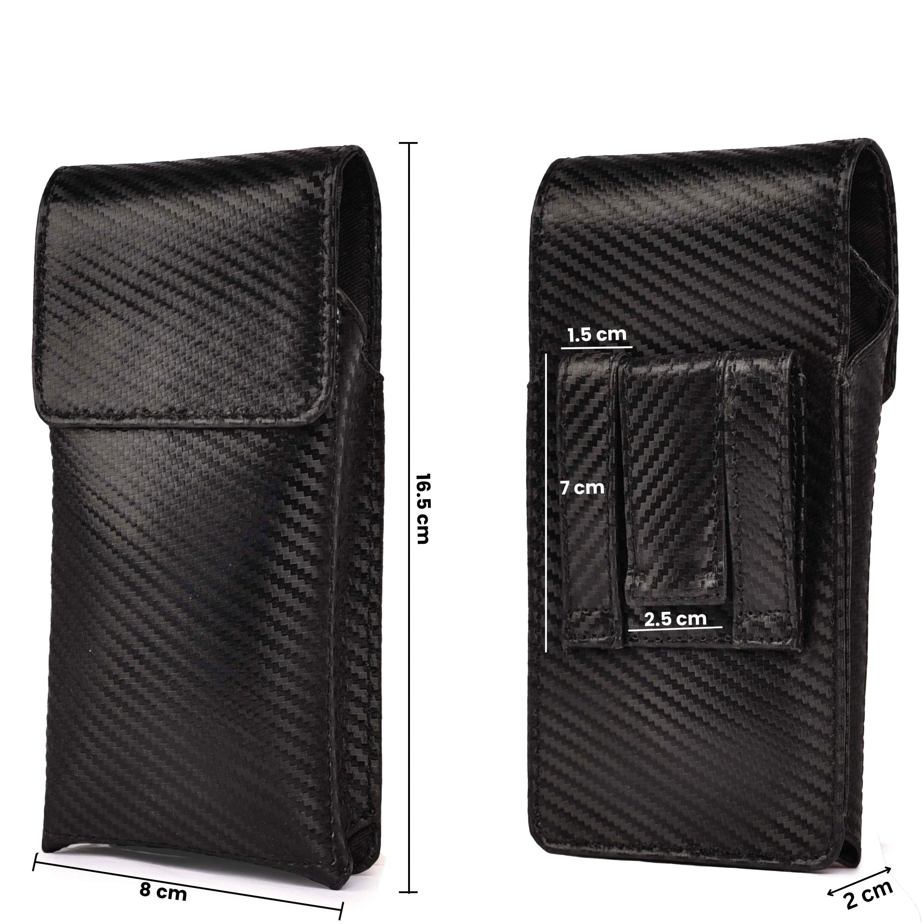 Genuine Carbon Leather Phone Holster - Black