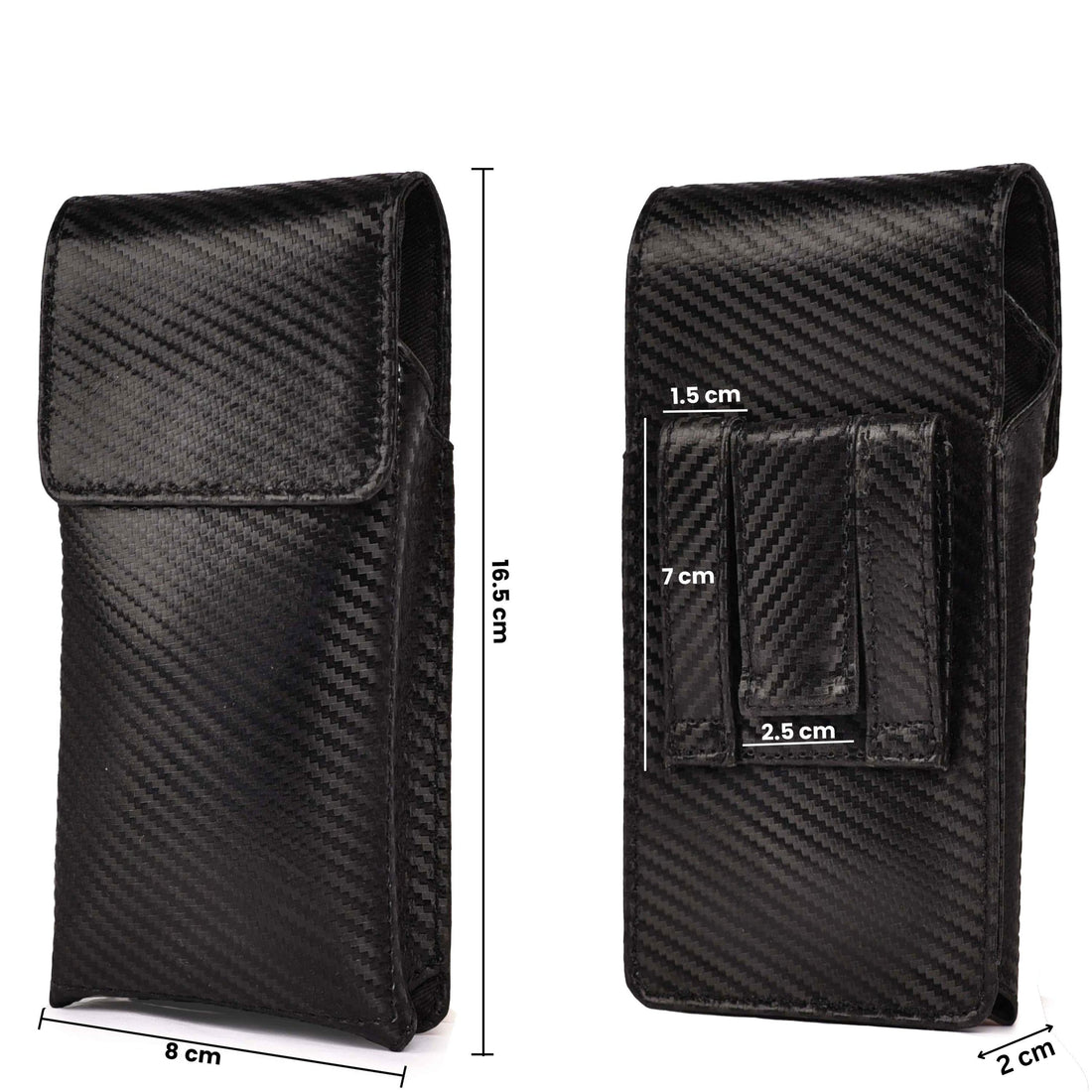 Genuine Carbon Leather Phone Holster - Black