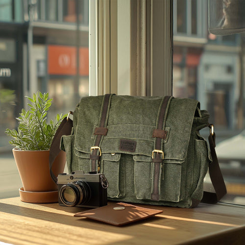 Leather Village durable canvas shoulder messenger bag for men