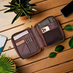 Handcrafted tan leather Bible carrying case with handle