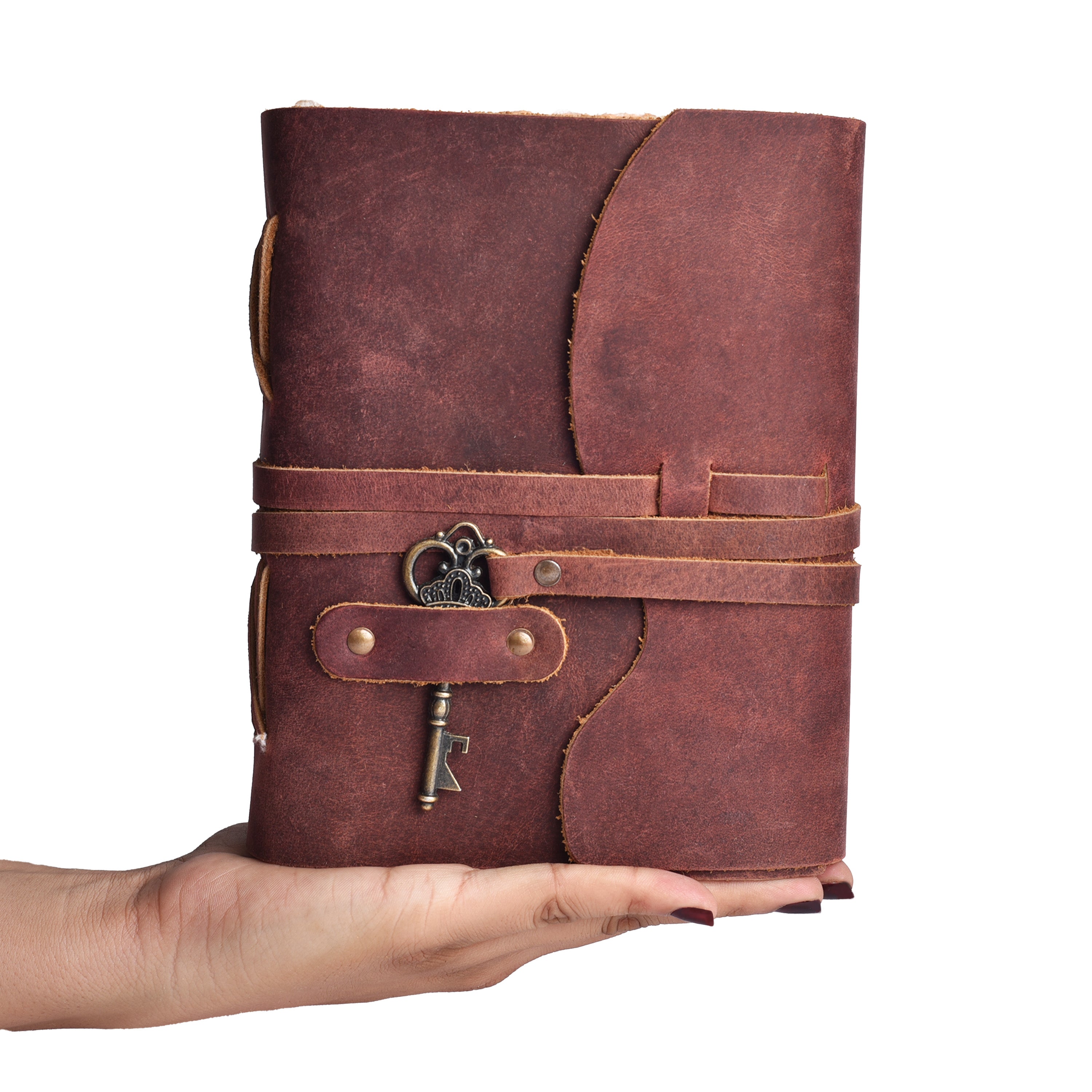 HANDCRAFTED VINTAGE LEATHER JOURNAL WITH ANTIQUE KEY - BOOK OF SHADOWS JOURNAL FOR MEN & WOMEN